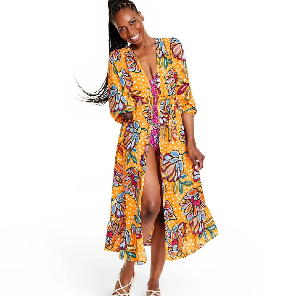 Tabitha Brown x Target Orange Floral Polka Dot Cover Up
